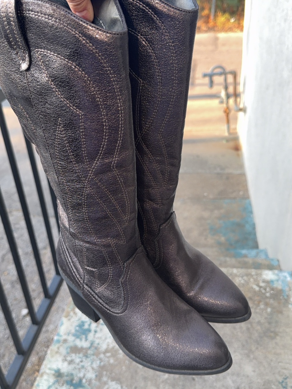 Women's Tall Western Boots - Metallic Gunmetal